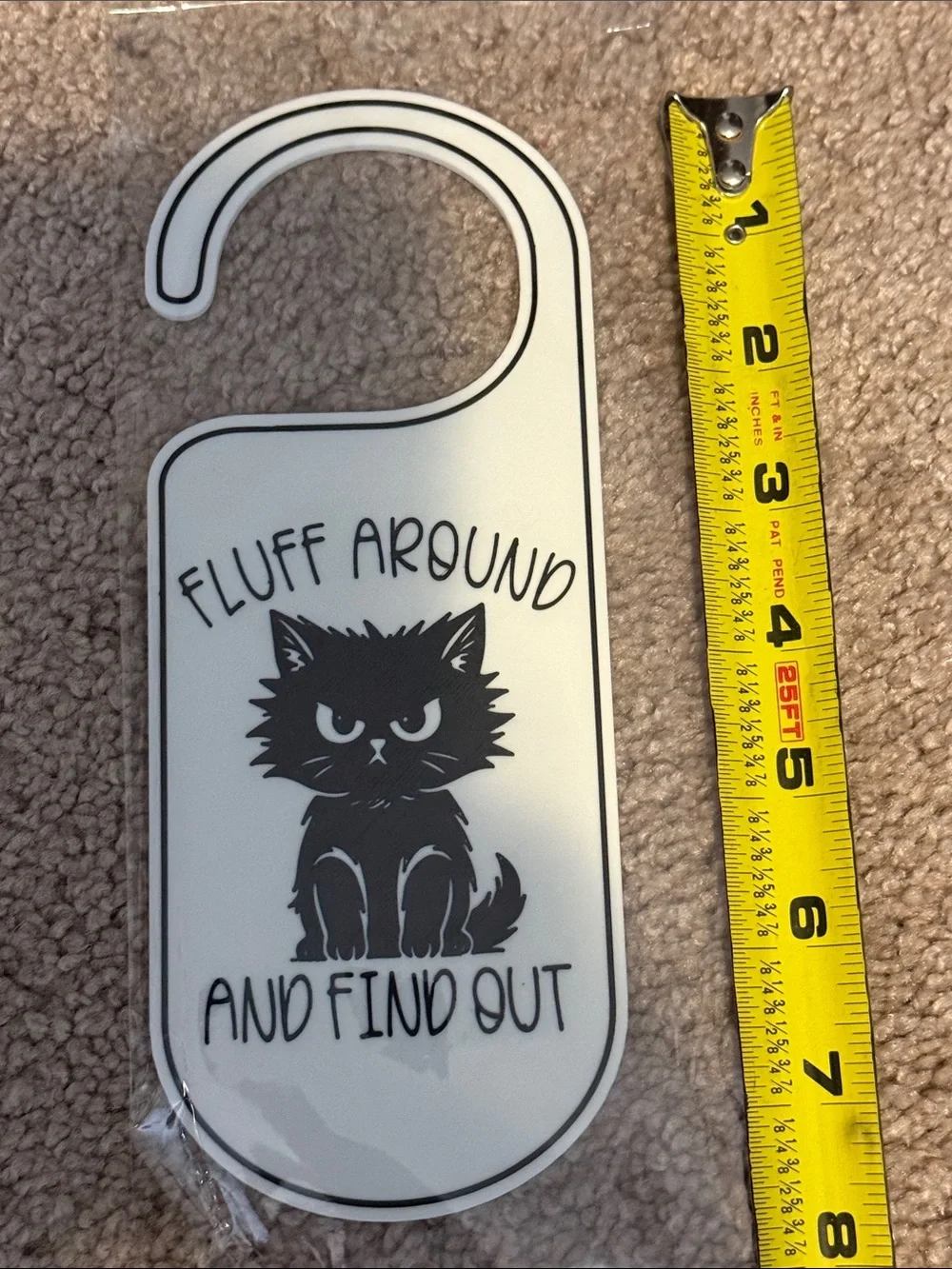 Cute Black & White Cat Bathroom Door Hangers - Set of 4 - Picture 3 of 7